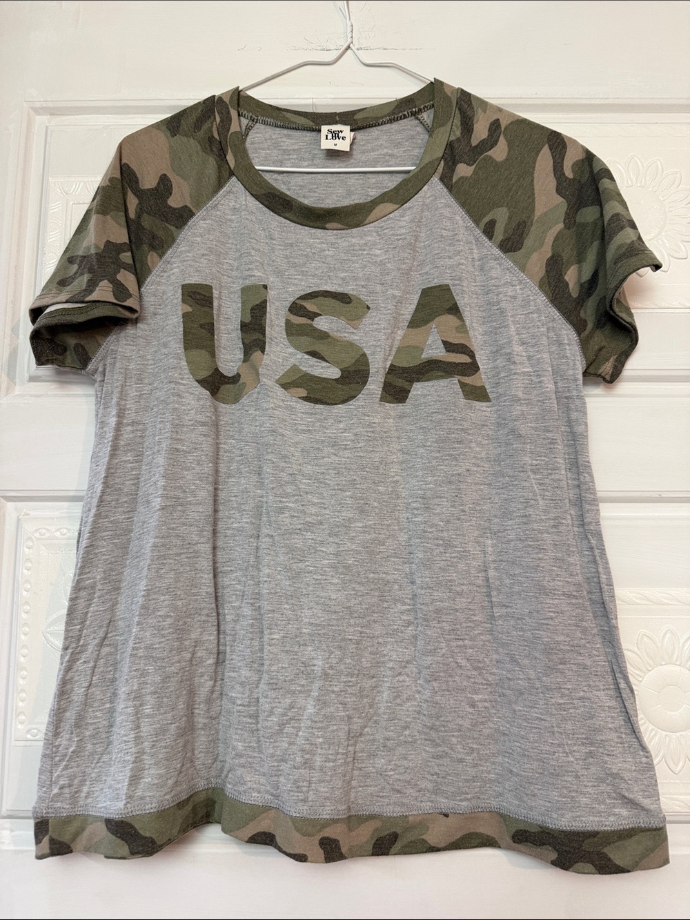 Patriotic camo top by Sew in love size medium